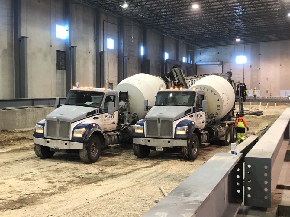 two cement trucks