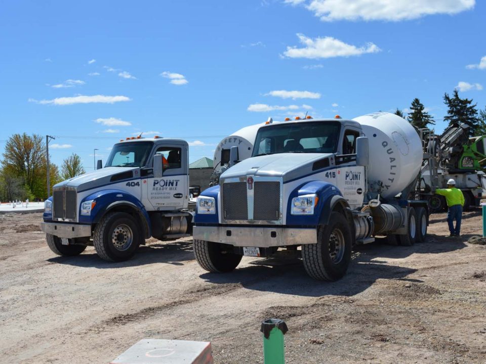 two cement trucks