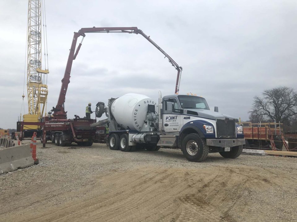 cement truck with concrete pump